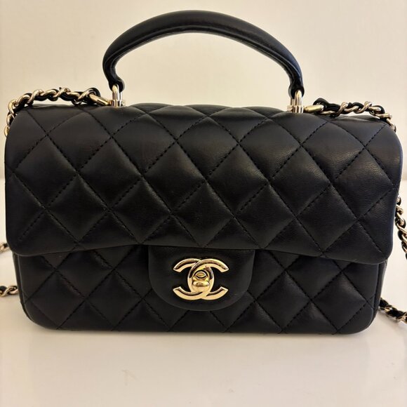 CHANEL Quilted Leather Mini Flap Bag with Top Handle - Picture 9 of 16